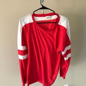 Red long sleeve varsity tee